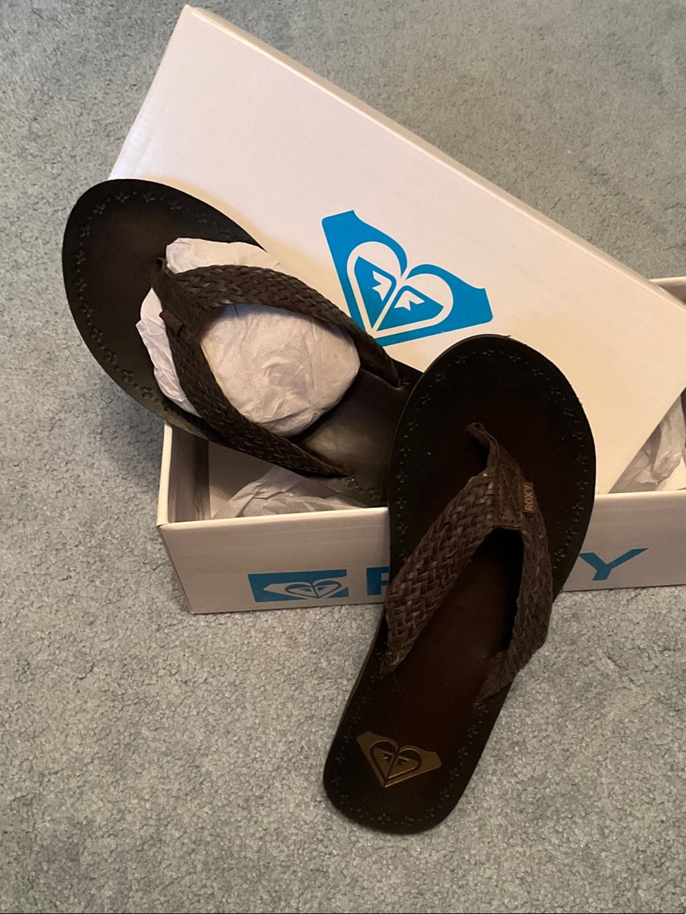 Roxy Women's Dark Brown Braided Thong Sandals